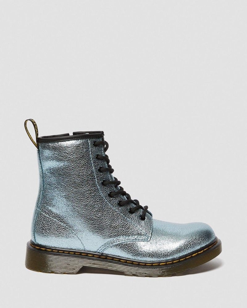 Botas Dr Martens Youth 1460 Crinkle Metallic Encaje Up Boots (Disco Crinkle) Teal | AH63-U8NQ