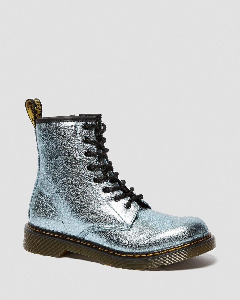 Botas Dr Martens Youth 1460 Crinkle Metallic Encaje Up Boots (Disco Crinkle) Teal | AH63-U8NQ