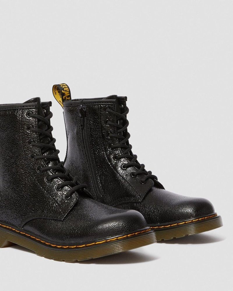 Botas Dr Martens Youth 1460 Crinkle Metallic Encaje Up Boots (Disco Crinkle) Negras | ZE64-R4RA