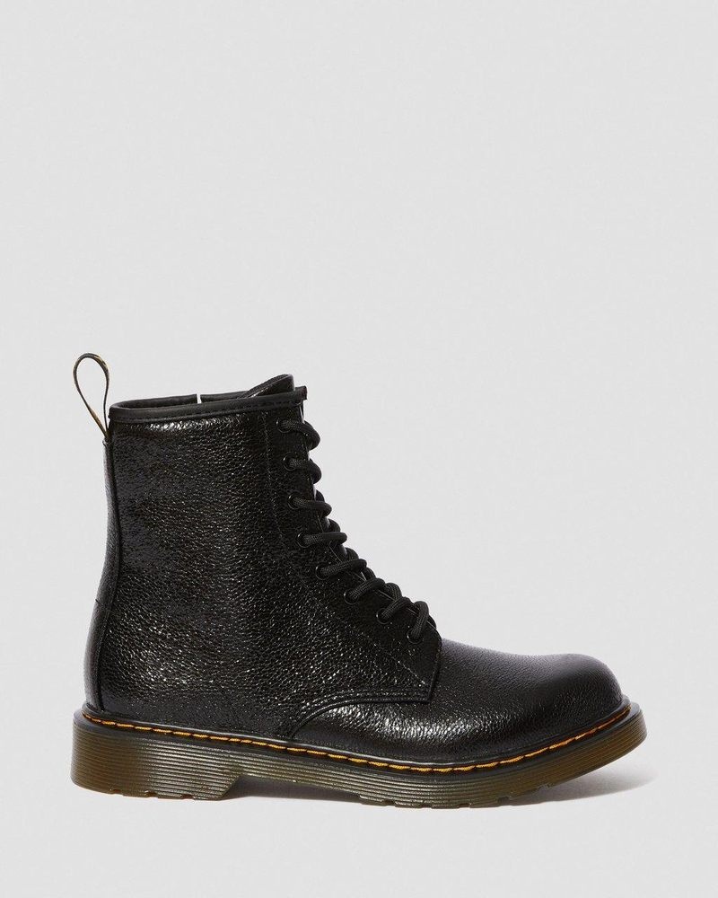 Botas Dr Martens Youth 1460 Crinkle Metallic Encaje Up Boots (Disco Crinkle) Negras | ZE64-R4RA