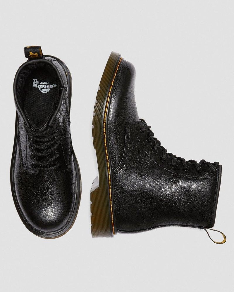 Botas Dr Martens Youth 1460 Crinkle Metallic Encaje Up Boots (Disco Crinkle) Negras | ZE64-R4RA