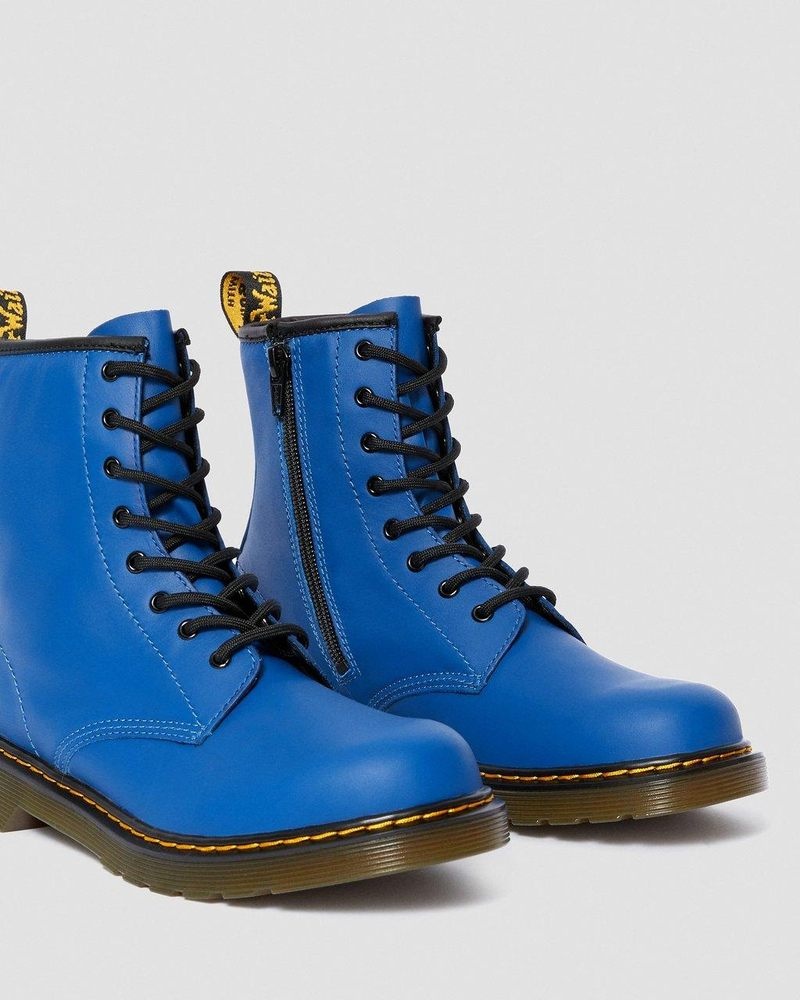 Botas Dr Martens Youth 1460 Cuero Encaje Up Boots (Romario) Azules | HQ63-Q3LO