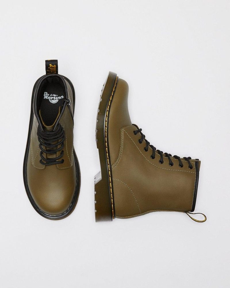 Botas Dr Martens Youth 1460 Cuero Encaje Up Boots (Romario) Verde Oliva | BB22-G7GA