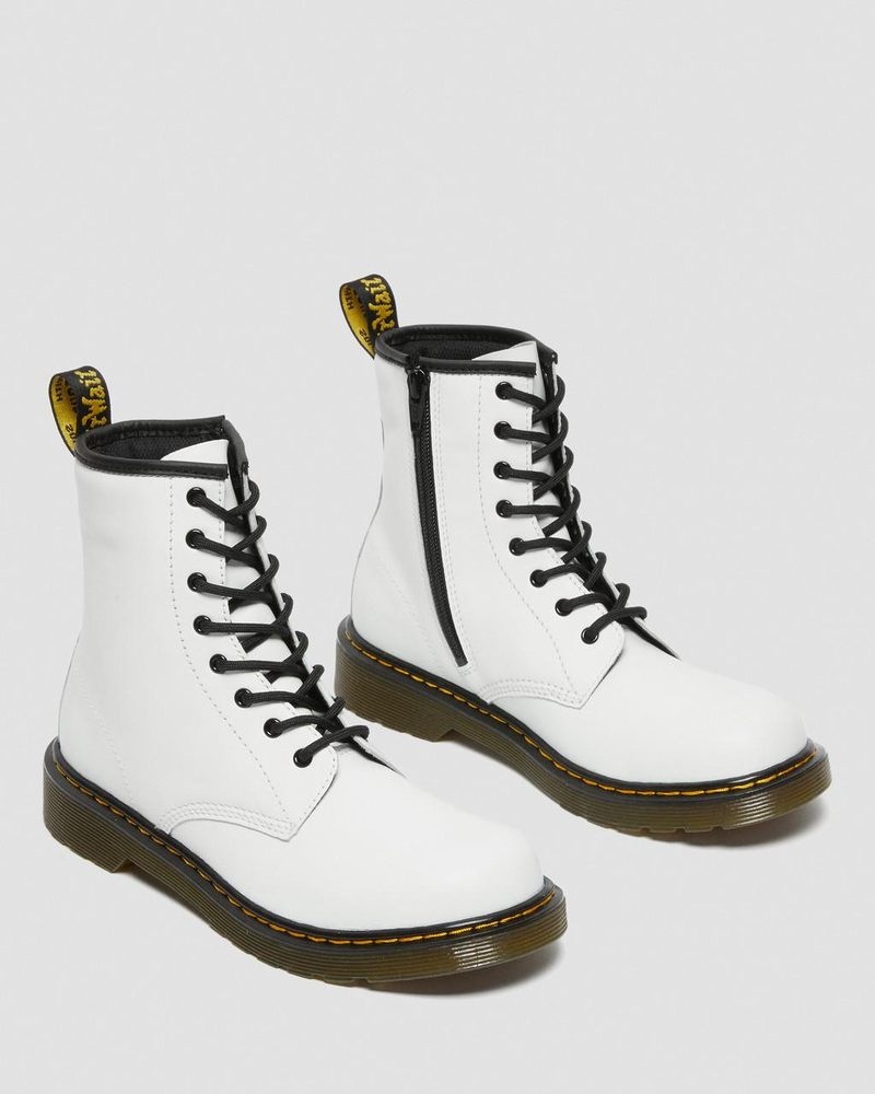 Botas Dr Martens Youth 1460 Cuero Encaje Up Boots (Romario) Blancas | QK33-W4VC