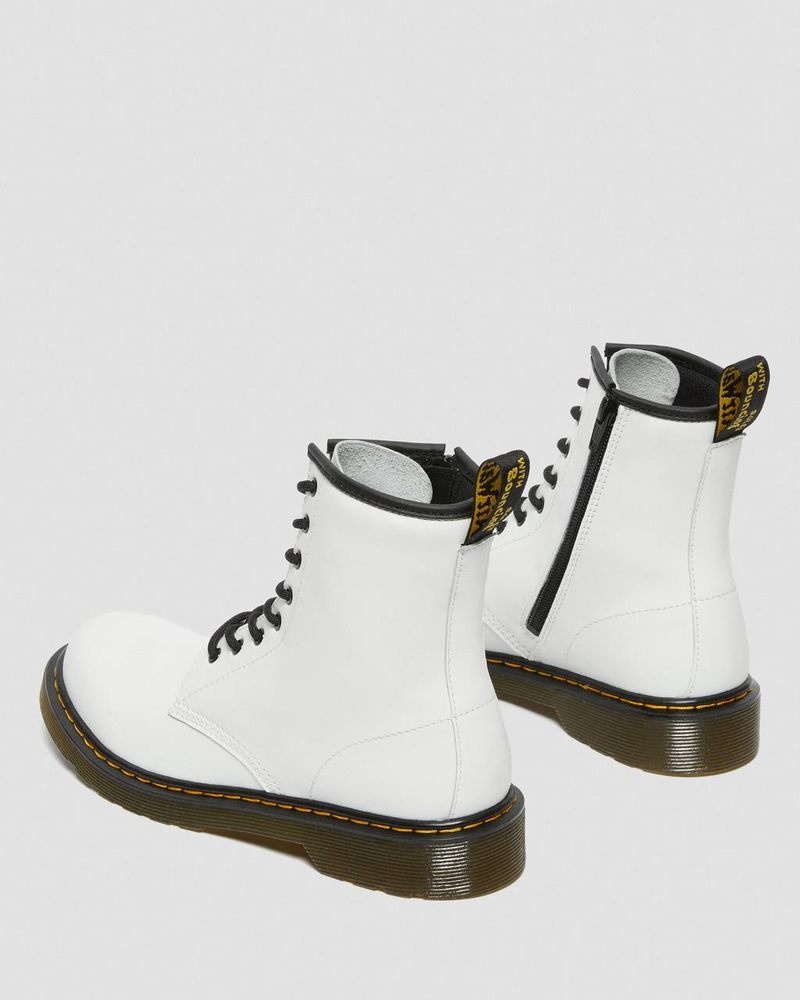 Botas Dr Martens Youth 1460 Cuero Encaje Up Boots (Romario) Blancas | QK33-W4VC