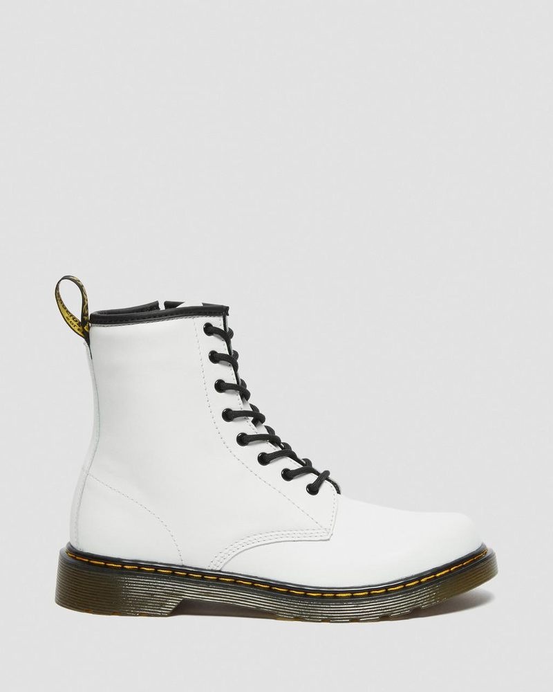 Botas Dr Martens Youth 1460 Cuero Encaje Up Boots (Romario) Blancas | QK33-W4VC