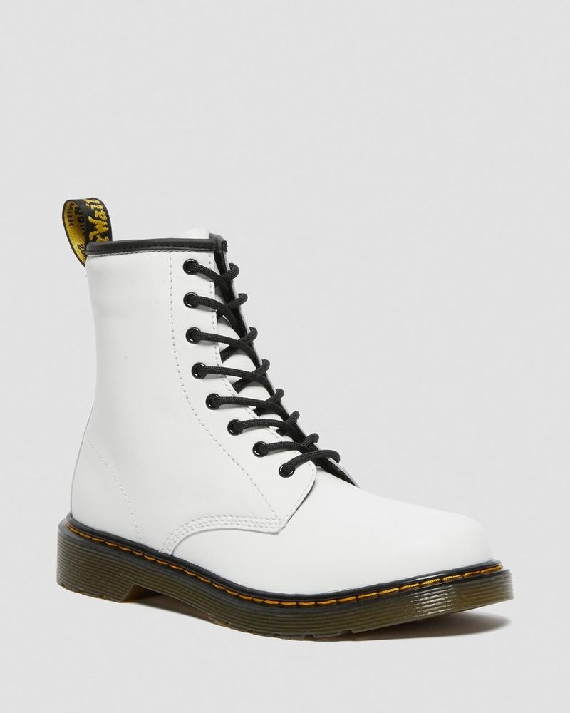 Botas Dr Martens Youth 1460 Cuero Encaje Up Boots (Romario) Blancas | QK33-W4VC