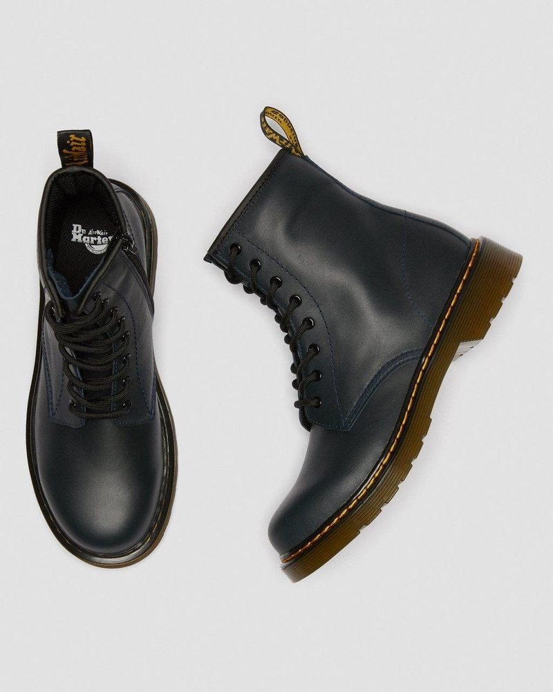 Botas Dr Martens Youth 1460 Cuero Encaje Up Boots (Romario) Azul Marino | ZJ46-Q0JC