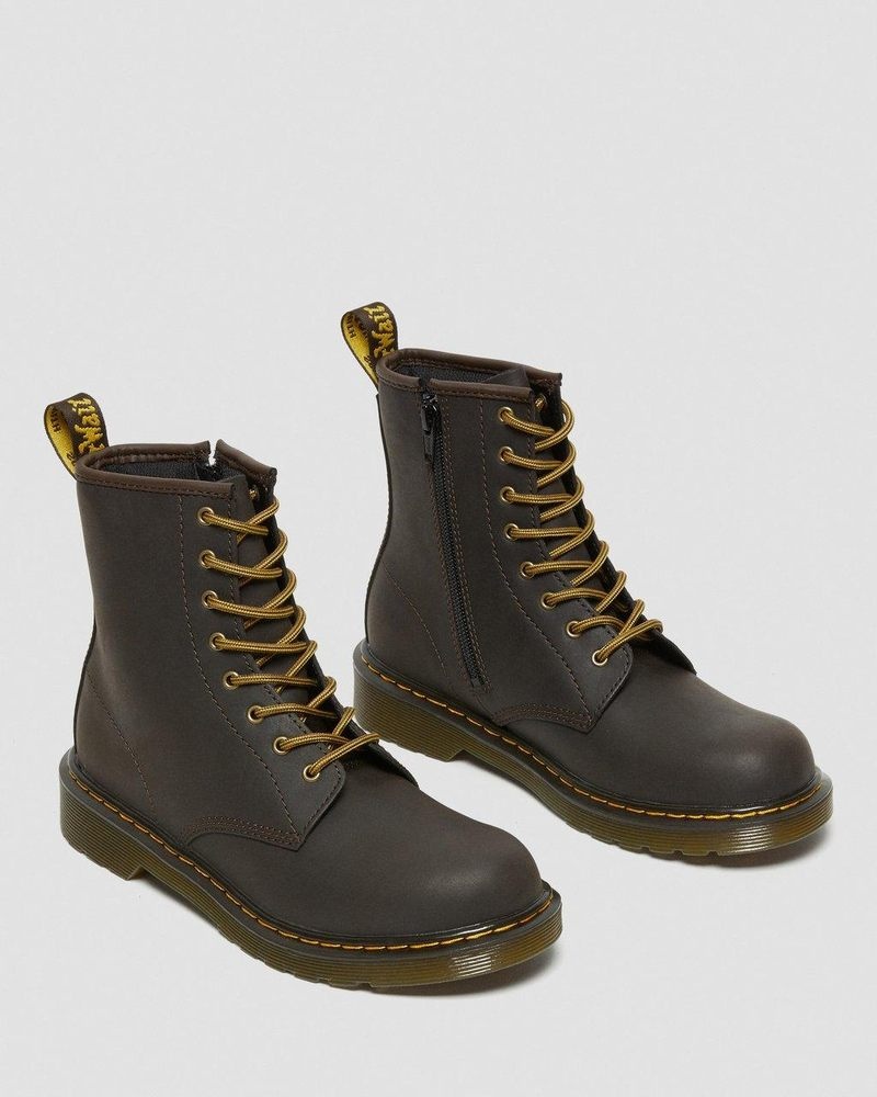 Botas Dr Martens Youth 1460 Wildhorse Cuero Encaje Up Boots (Wildhorse Lamper) Marrones Oscuro | MY18-F0DC