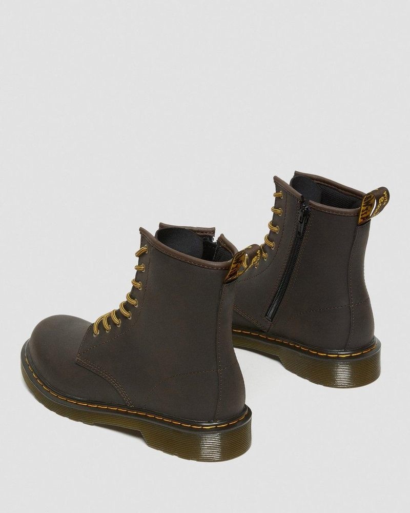 Botas Dr Martens Youth 1460 Wildhorse Cuero Encaje Up Boots (Wildhorse Lamper) Marrones Oscuro | MY18-F0DC