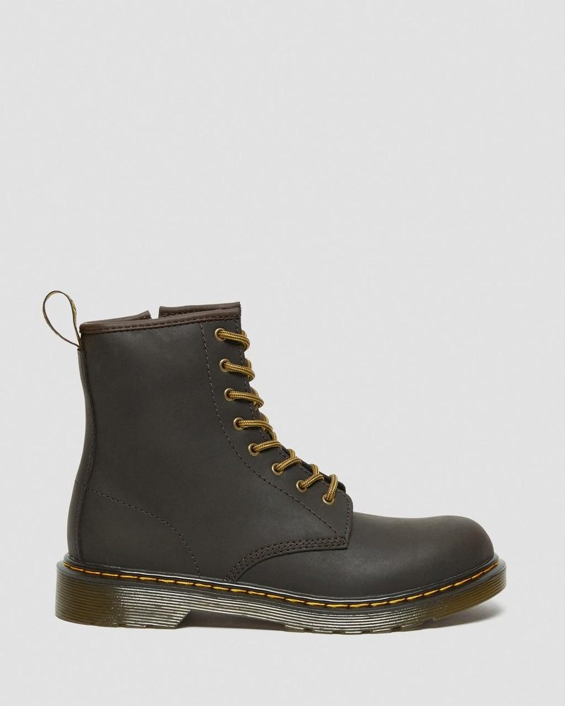 Botas Dr Martens Youth 1460 Wildhorse Cuero Encaje Up Boots (Wildhorse Lamper) Marrones Oscuro | MY18-F0DC