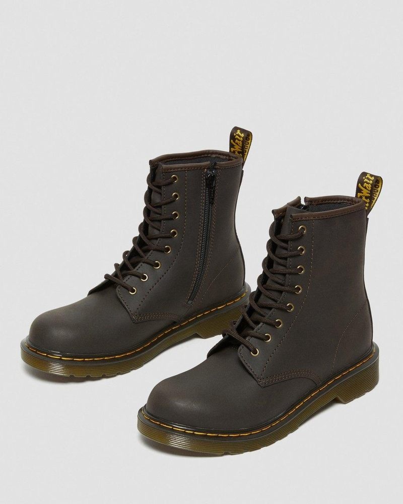 Botas Dr Martens Youth 1460 Wildhorse Cuero Encaje Up Boots (Wildhorse Lamper) Marrones Oscuro | MY18-F0DC