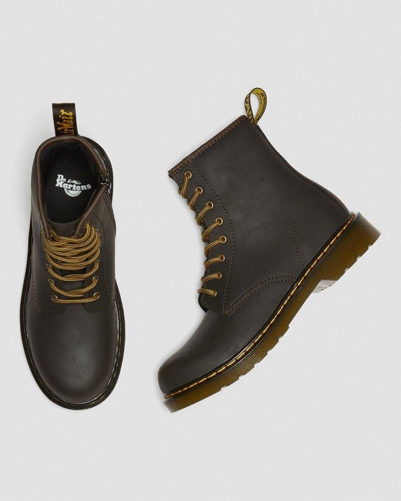 Botas Dr Martens Youth 1460 Wildhorse Cuero Encaje Up Boots (Wildhorse Lamper) Marrones Oscuro | MY18-F0DC