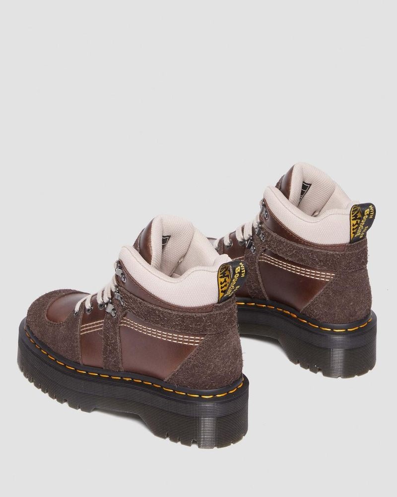 Botas Dr Martens Zuma Cuero & Gamuza Hiker Estilo Boots (Classic Pull Up + Wooly Bully) Marrones Oscuro | WQ26-K4ZJ