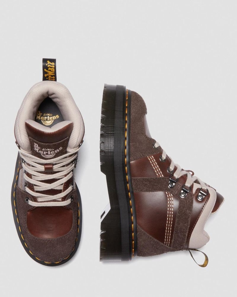 Botas Dr Martens Zuma Cuero & Gamuza Hiker Estilo Boots (Classic Pull Up + Wooly Bully) Marrones Oscuro | WQ26-K4ZJ