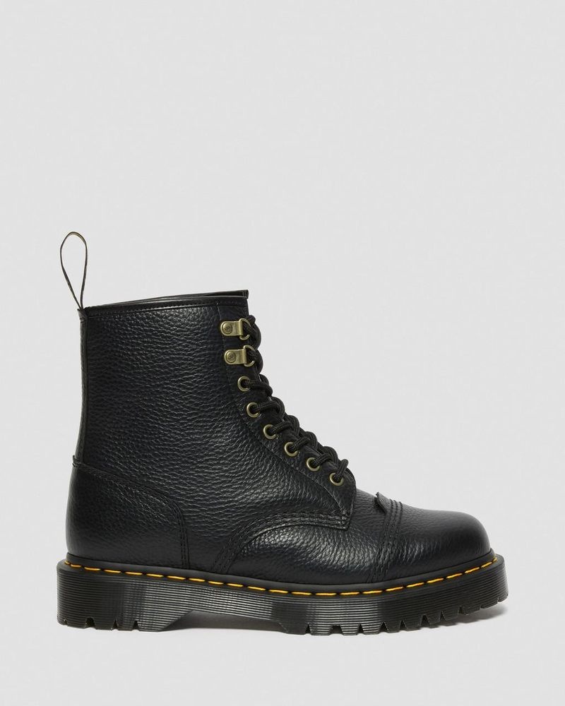 Botas de Plataforma Dr Martens 1460 Bex Fleece-Forro Cuero Encaje Up Boots (Milled Nappa) Negras | AW86-X1SP