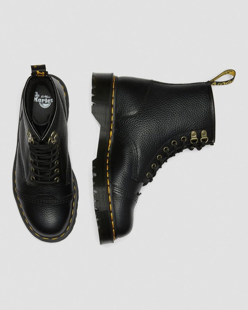 Botas de Plataforma Dr Martens 1460 Bex Fleece-Forro Cuero Encaje Up Boots (Milled Nappa) Negras | AW86-X1SP