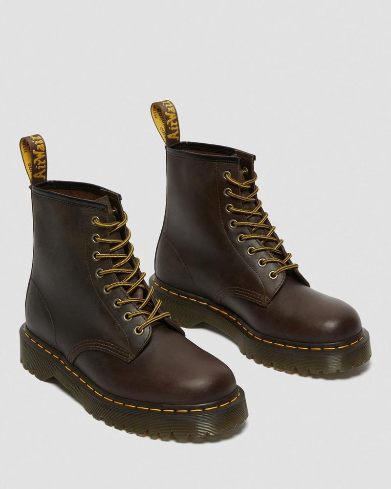 Botas de Plataforma Dr Martens 1460 Bex Crazy Horse Cuero Encaje Up Boots (Crazy Horse) Marrones Oscuro | UH59-L7HG