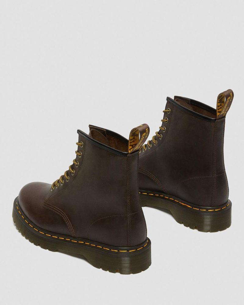 Botas de Plataforma Dr Martens 1460 Bex Crazy Horse Cuero Encaje Up Boots (Crazy Horse) Marrones Oscuro | UH59-L7HG