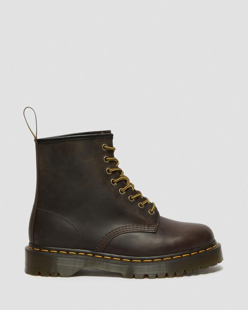 Botas de Plataforma Dr Martens 1460 Bex Crazy Horse Cuero Encaje Up Boots (Crazy Horse) Marrones Oscuro | UH59-L7HG