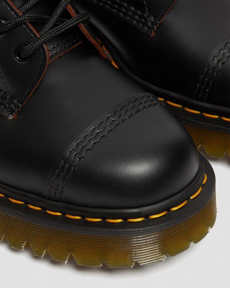 Botas de Plataforma Dr Martens 1460 Bex Made in England Puntera Cap Encaje Up Boots (Quilon) Negras | VO06-O6WK