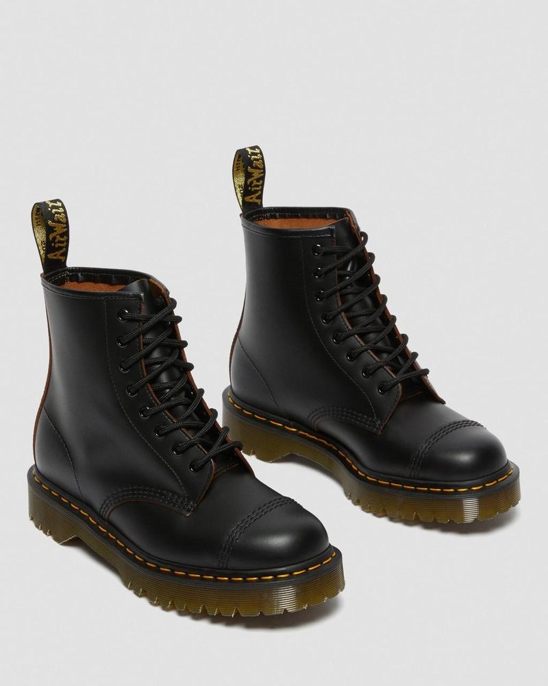 Botas de Plataforma Dr Martens 1460 Bex Made in England Puntera Cap Encaje Up Boots (Quilon) Negras | VO06-O6WK