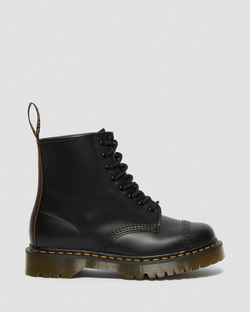 Botas de Plataforma Dr Martens 1460 Bex Made in England Puntera Cap Encaje Up Boots (Quilon) Negras | VO06-O6WK