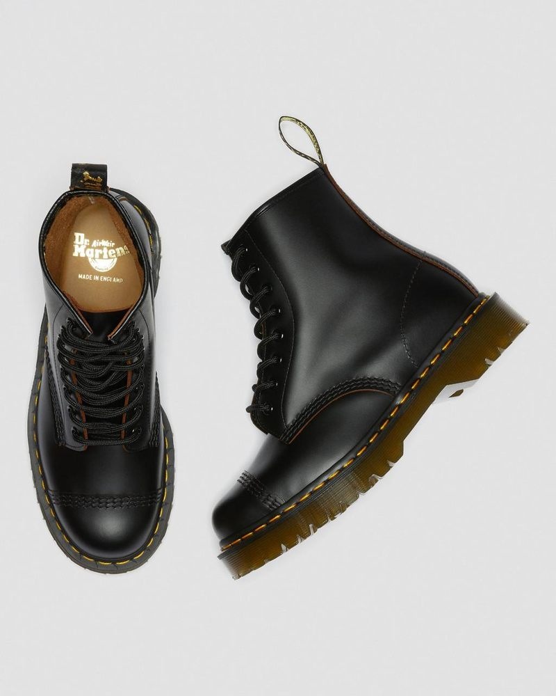 Botas de Plataforma Dr Martens 1460 Bex Made in England Puntera Cap Encaje Up Boots (Quilon) Negras | VO06-O6WK