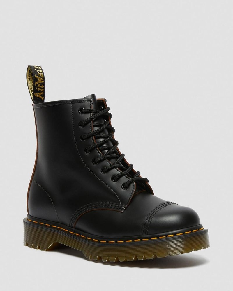 Botas de Plataforma Dr Martens 1460 Bex Made in England Puntera Cap Encaje Up Boots (Quilon) Negras | VO06-O6WK