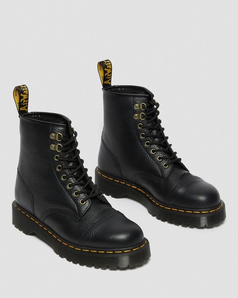 Botas de Plataforma Dr Martens 1460 Bex Fleece-Forro Cuero Encaje Up Boots (Milled Nappa) Negras | FV71-J7IY