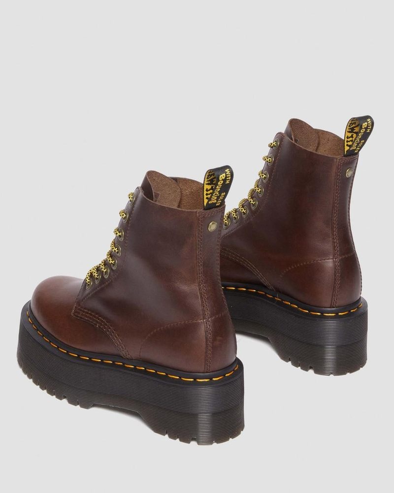 Botas de Plataforma Dr Martens 1460 Pascal Max Pull Up Cuero Plataforma Boots Marrones Oscuro | MF08-M4ME