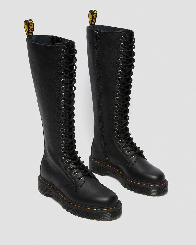 Botas de Plataforma Dr Martens 1B60 Bex Pisa Cuero Knee High Boots (Pisa) Negras | ZX02-E6UM