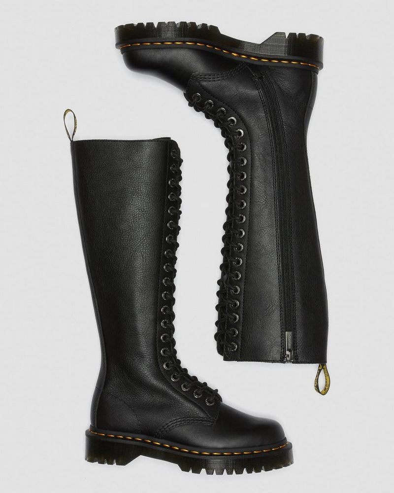 Botas de Plataforma Dr Martens 1B60 Bex Pisa Cuero Knee High Boots (Pisa) Negras | ZX02-E6UM