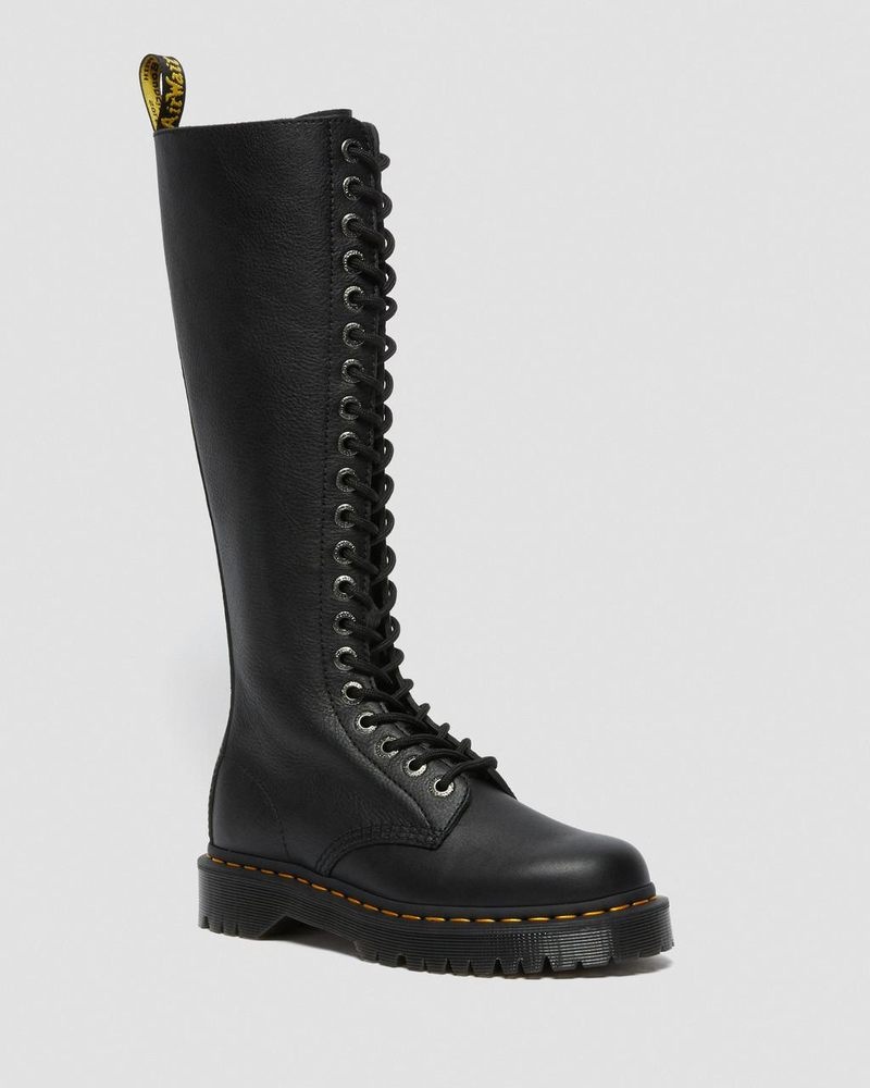 Botas de Plataforma Dr Martens 1B60 Bex Pisa Cuero Knee High Boots (Pisa) Negras | ZX02-E6UM