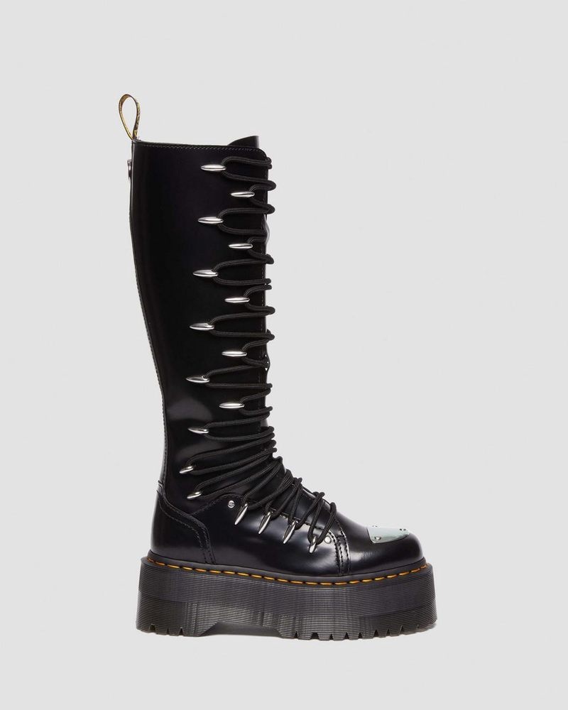 Botas de Plataforma Dr Martens 1B60 Max Encaje Up Knee High Plataforma Boots (Buttero) Negras | UX39-L8TU