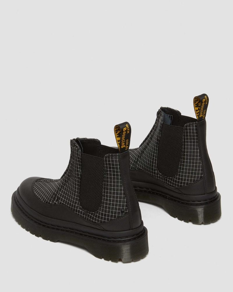 Botas de Plataforma Dr Martens 2976 Bex Ripstop Grid Chelsea Boots (Sorento+Grip Ripstop) Black/Black/White | ID73-D8YJ