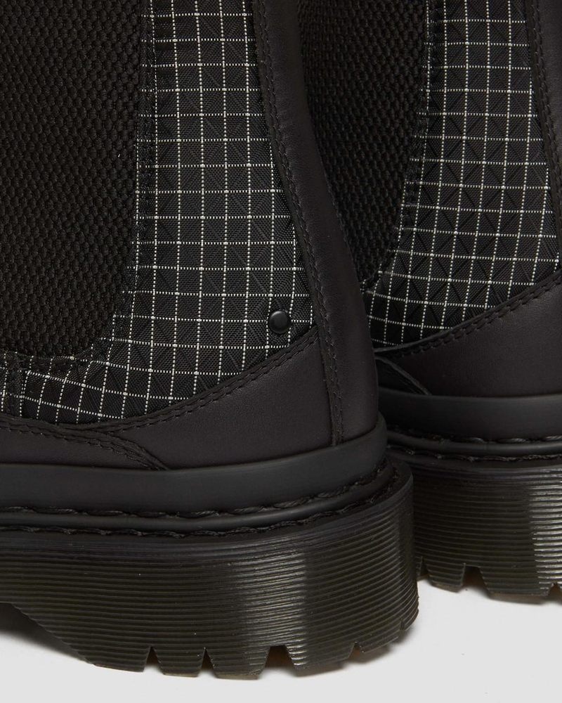 Botas de Plataforma Dr Martens 2976 Bex Ripstop Grid Chelsea Boots (Sorento+Grip Ripstop) Black/Black/White | ID73-D8YJ