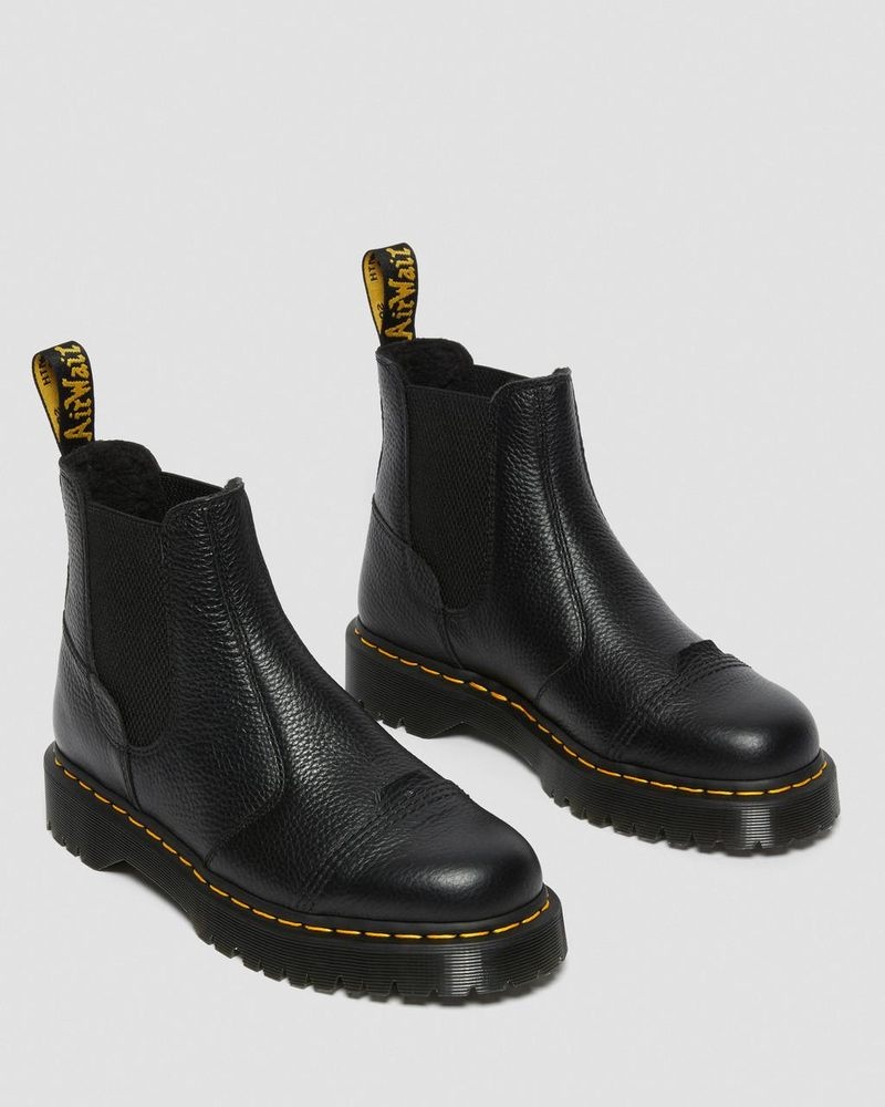 Botas de Plataforma Dr Martens 2976 Bex Fleece-Forro Plataforma Chelsea Boots (Milled Nappa) Negras | GI27-B8RU