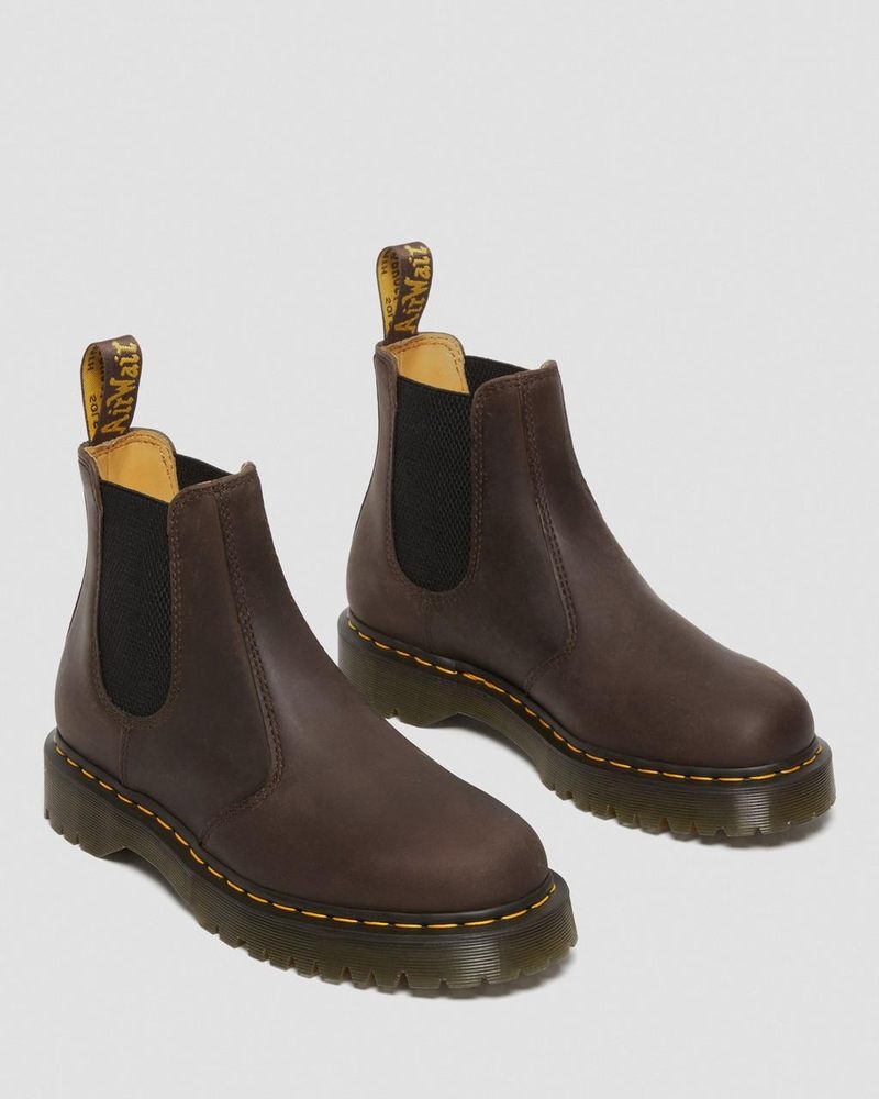 Botas de Plataforma Dr Martens 2976 Bex Crazy Horse Chelsea Boots (Crazy Horse) Marrones Oscuro | TZ40-V1PS