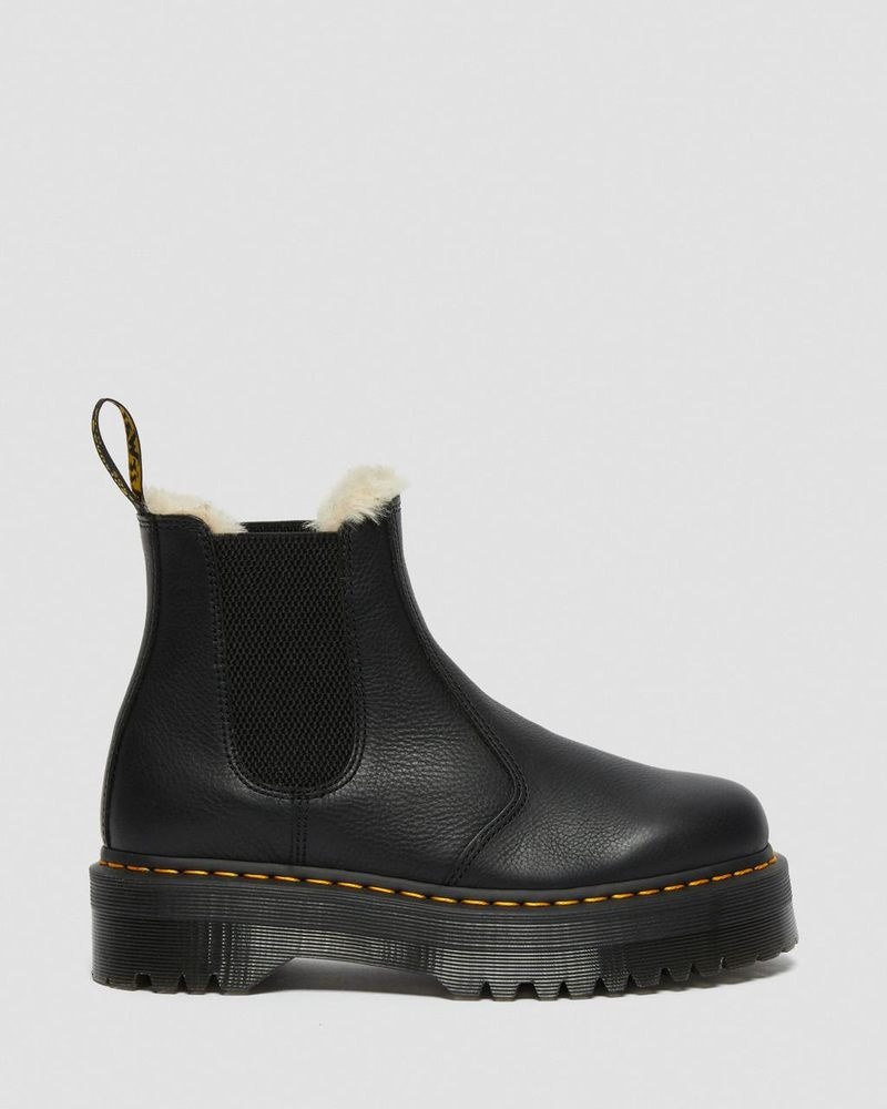 Botas de Plataforma Dr Martens 2976 Faux Fur Forro Plataforma Chelsea Boots (Pisa) Negras | RQ96-B2FK