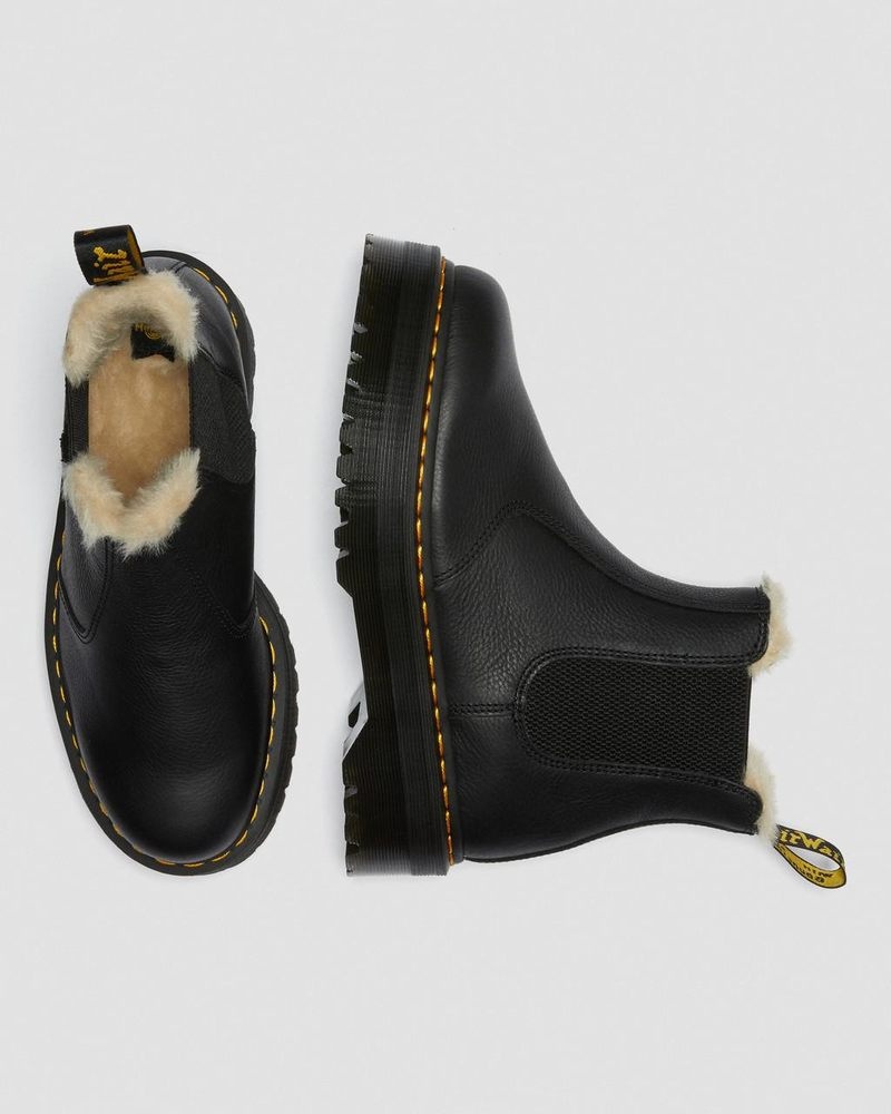 Botas de Plataforma Dr Martens 2976 Faux Fur Forro Plataforma Chelsea Boots (Pisa) Negras | RQ96-B2FK