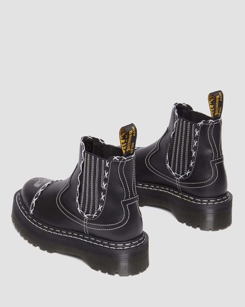 Botas de Plataforma Dr Martens 2976 Gothic Americana Cuero Plataforma Chelsea Boots (Wanama) Negras | ZB32-M0XE