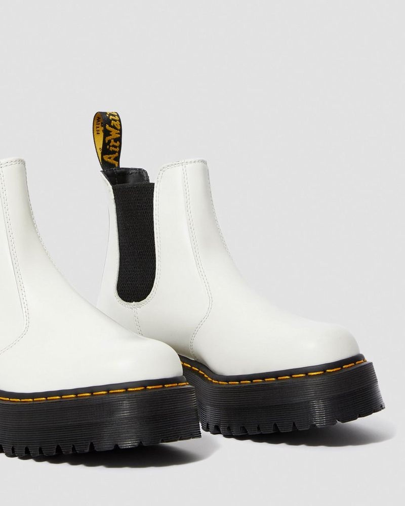 Botas de Plataforma Dr Martens 2976 Smooth Cuero Plataforma Chelsea Boots (Smooth Cuero) Blancas | HM71-X2DP