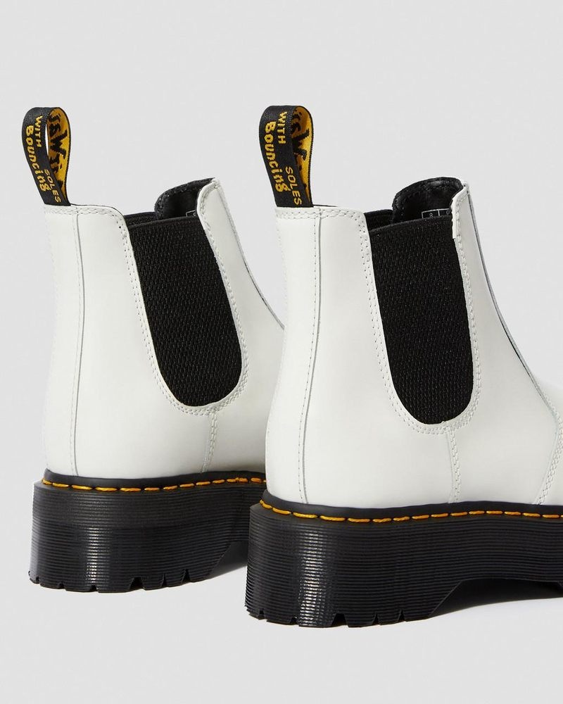 Botas de Plataforma Dr Martens 2976 Smooth Cuero Plataforma Chelsea Boots (Smooth Cuero) Blancas | HM71-X2DP