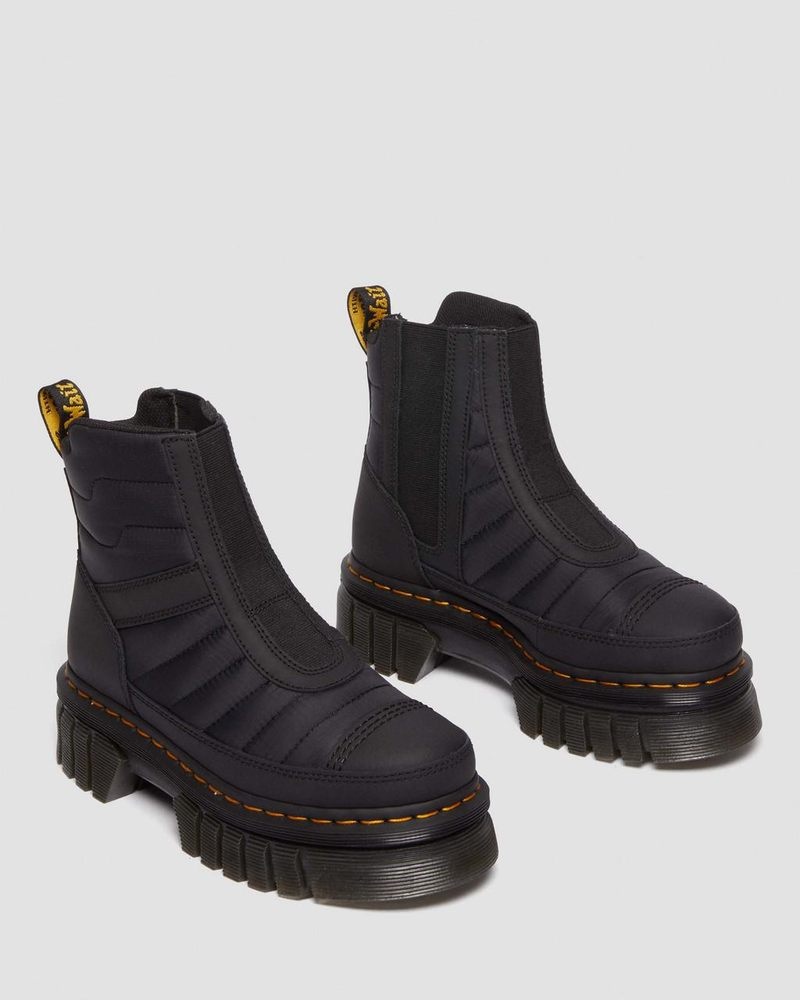 Botas de Plataforma Dr Martens Audrick Acolchado Plataforma Chelsea Boots (Rubberised Cuero+Warm Acolchado) Negras | GO56-L1ZP