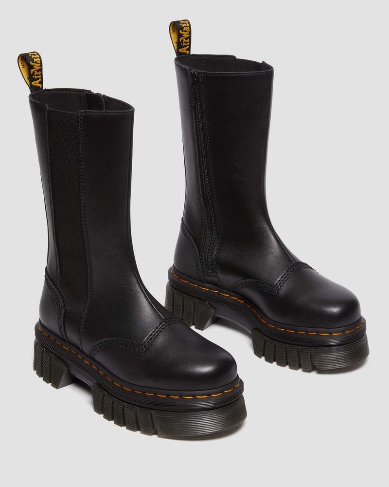 Botas de Plataforma Dr Martens Audrick Altas Nappa Cuero Plataforma Chelsea Boots (Nappa Lux) Negras | RU37-C2FU