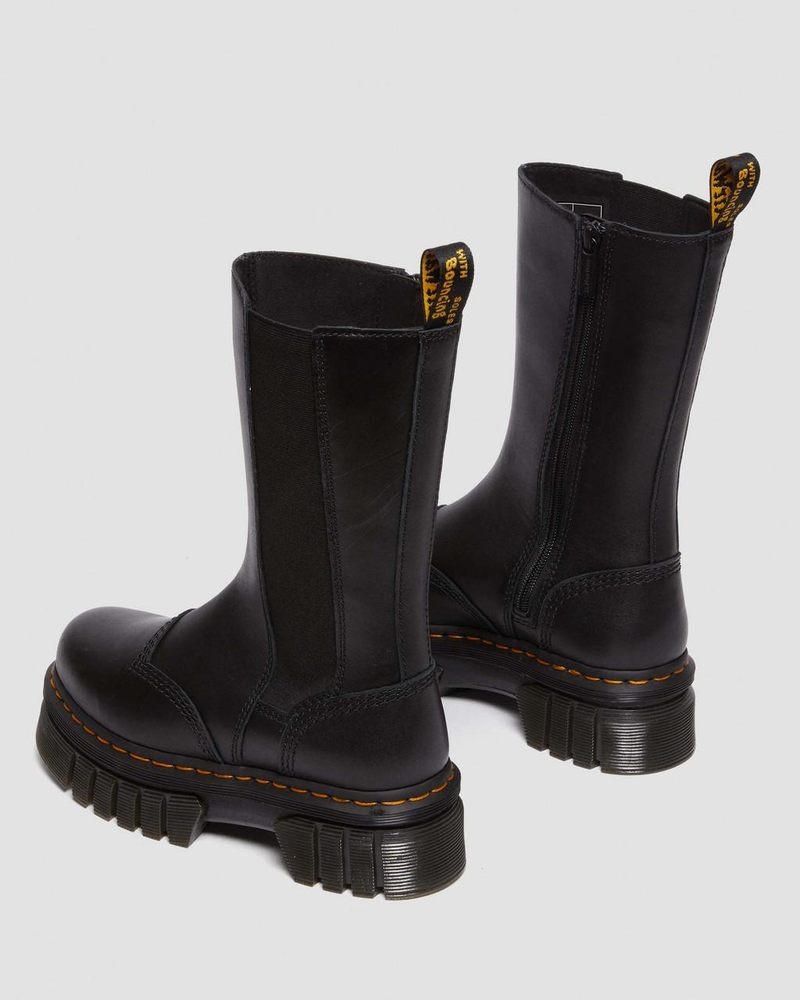 Botas de Plataforma Dr Martens Audrick Altas Nappa Cuero Plataforma Chelsea Boots (Nappa Lux) Negras | RU37-C2FU