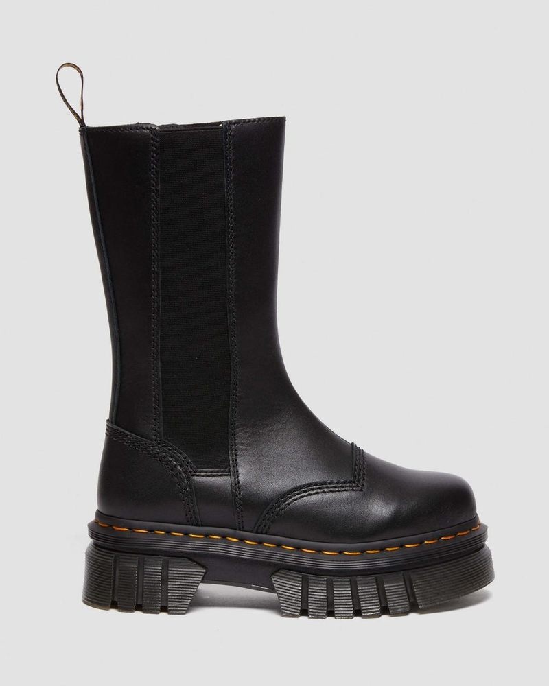 Botas de Plataforma Dr Martens Audrick Altas Nappa Cuero Plataforma Chelsea Boots (Nappa Lux) Negras | RU37-C2FU