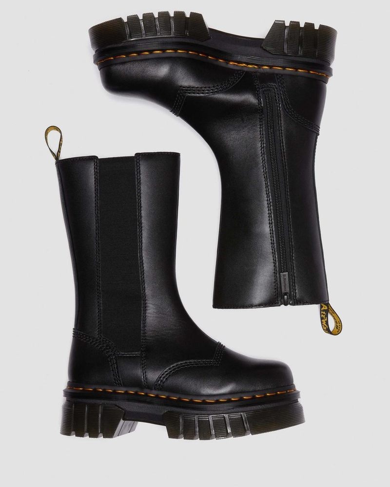 Botas de Plataforma Dr Martens Audrick Altas Nappa Cuero Plataforma Chelsea Boots (Nappa Lux) Negras | RU37-C2FU