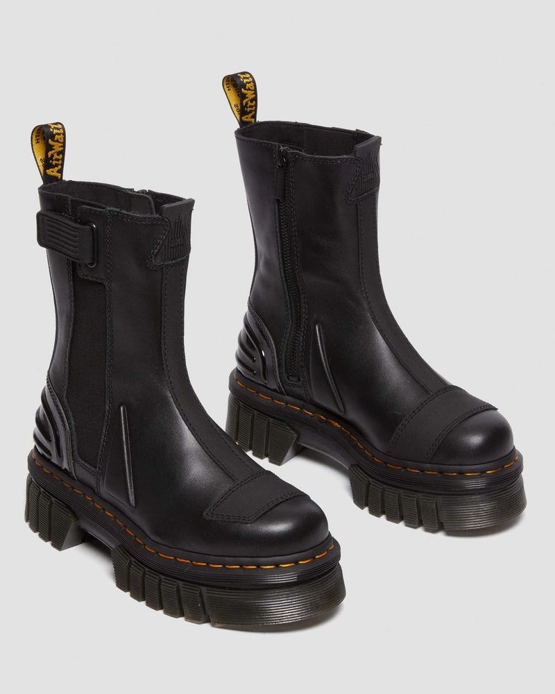 Botas de Plataforma Dr Martens Audrick Alternative Cuero Chelsea Hi Plataforma Boots Negras | KO15-E8JT